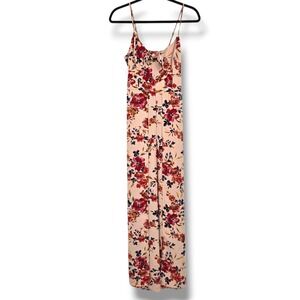 New Xhilaration Floral Wide Leg Jumpsuit Smocked Bodice Tie Front Size Medium